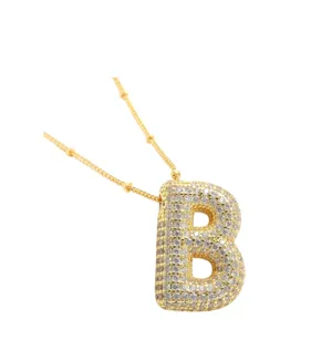 Pave Balloon Letter Necklace