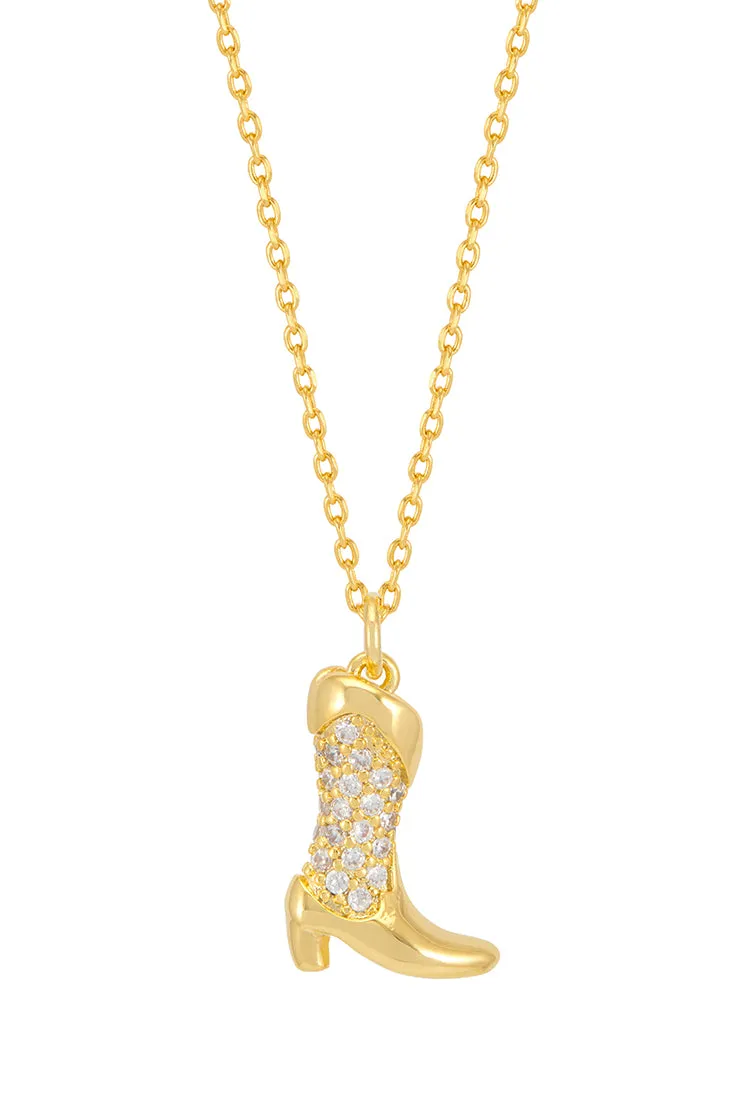 Pave Cowboy Boot Necklace