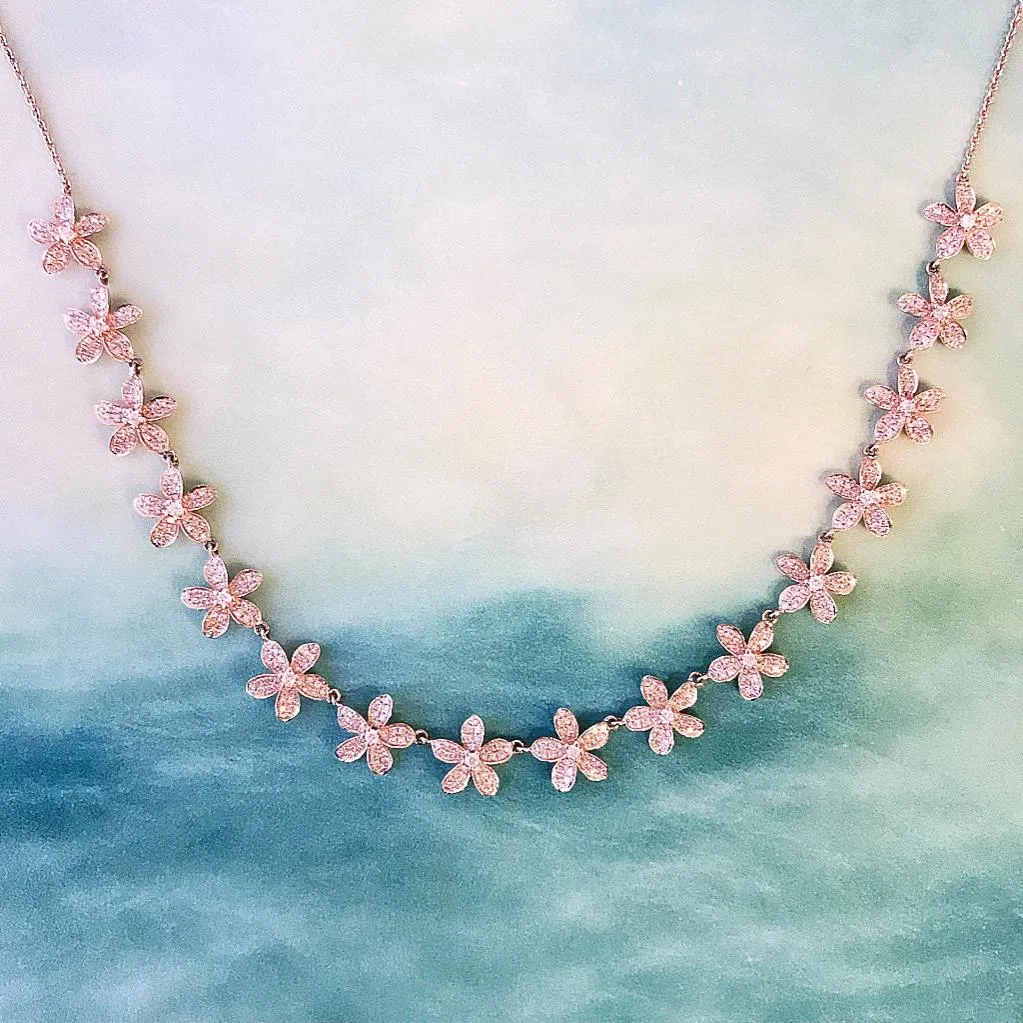 Pave Plumeria Lei Necklace
