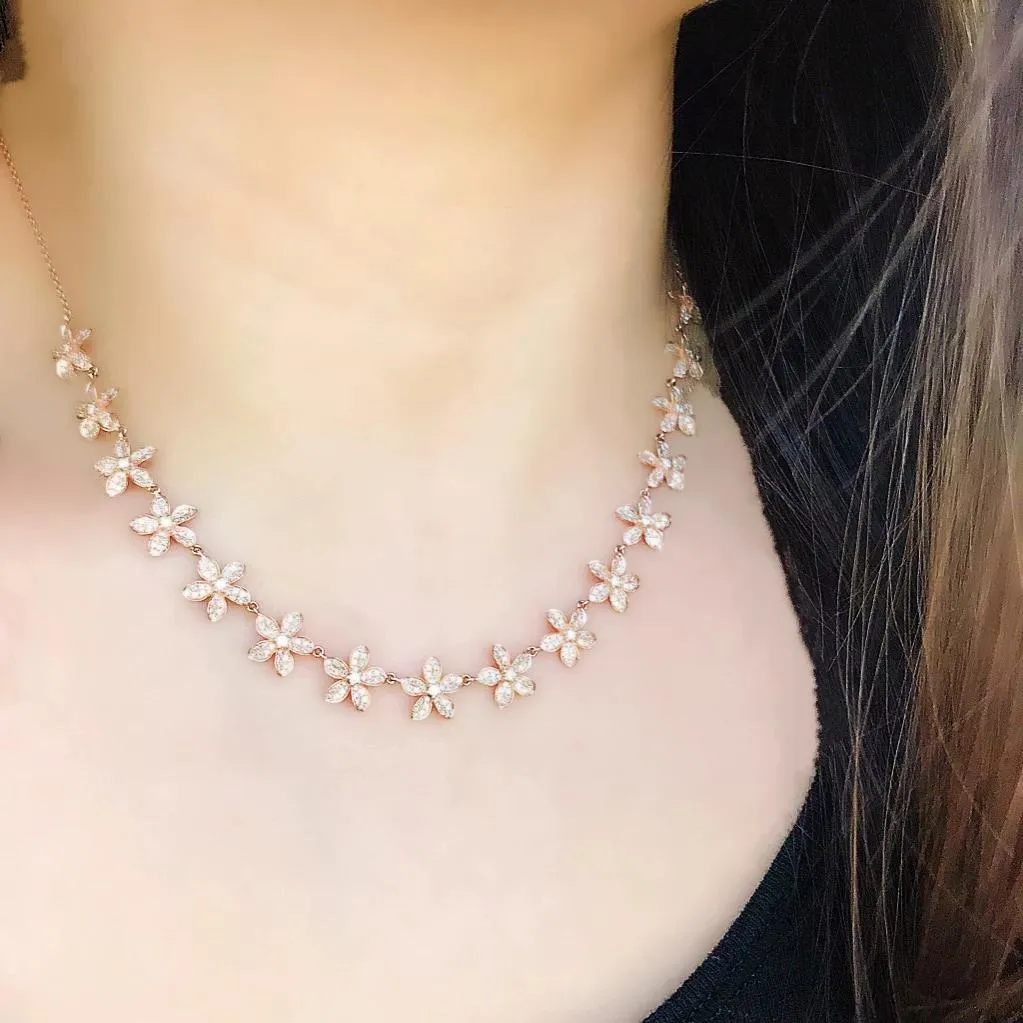 Pave Plumeria Lei Necklace