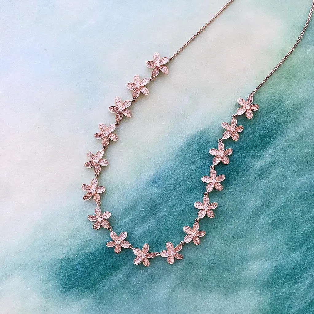 Pave Plumeria Lei Necklace