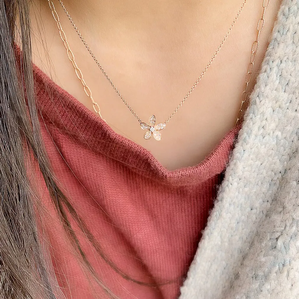 Pave Plumeria Necklace