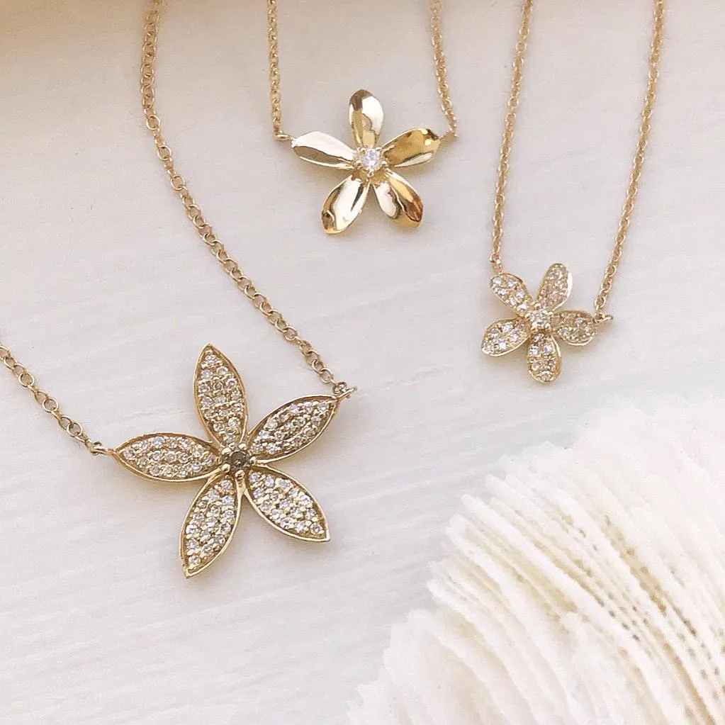 Pave Plumeria Necklace