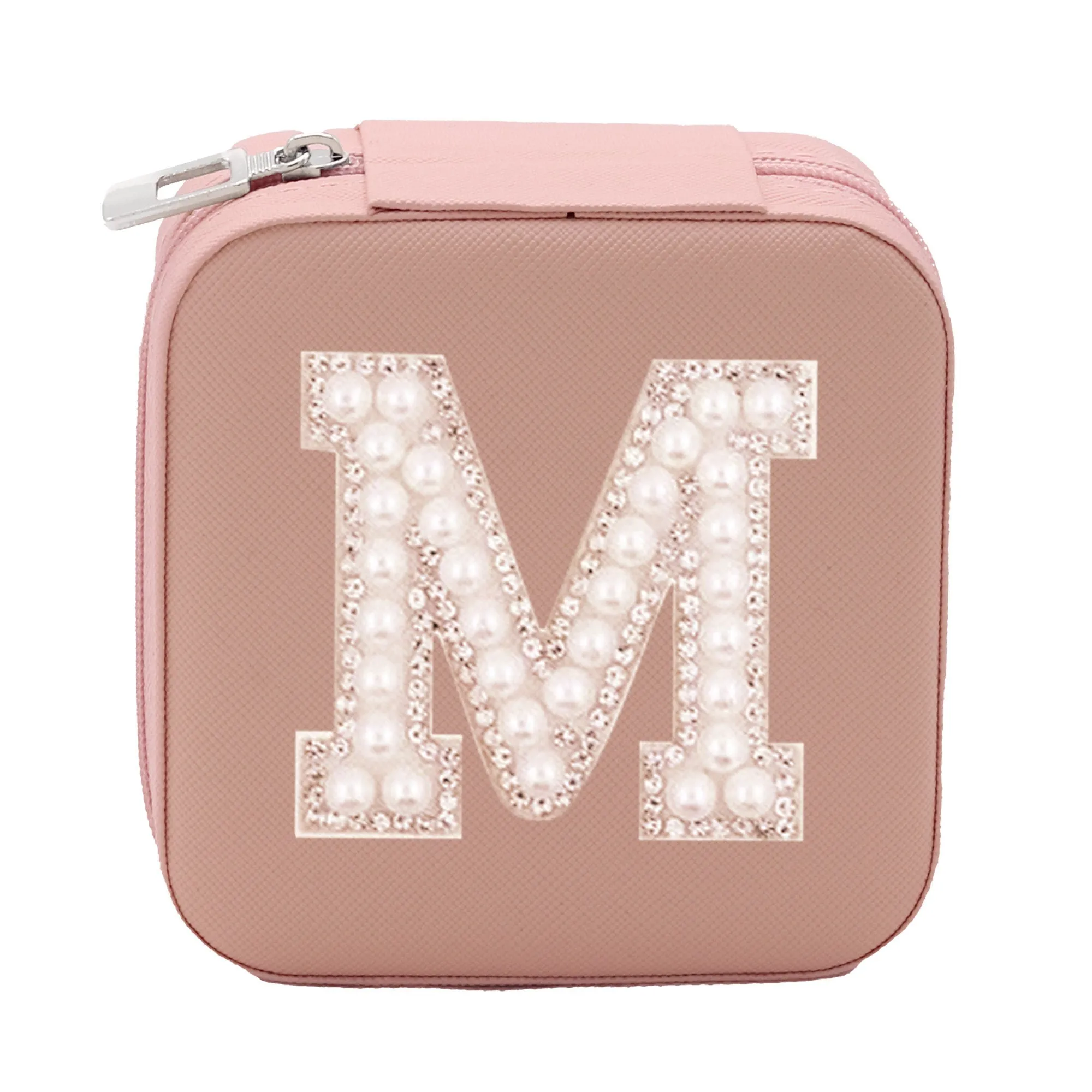Pearl Initial Monogram Jewelry Box Bridesmaid Jewelry Box Custom Bridal Shower Gift Monogrammed Rhinestone Jewelry Box A-Z