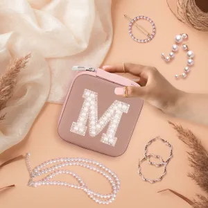 Pearl Initial Monogram Jewelry Box Bridesmaid Jewelry Box Custom Bridal Shower Gift Monogrammed Rhinestone Jewelry Box A-Z