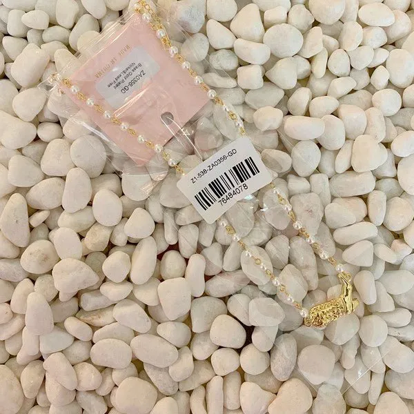 Pearl Necklace with Cowboy Boot Charm