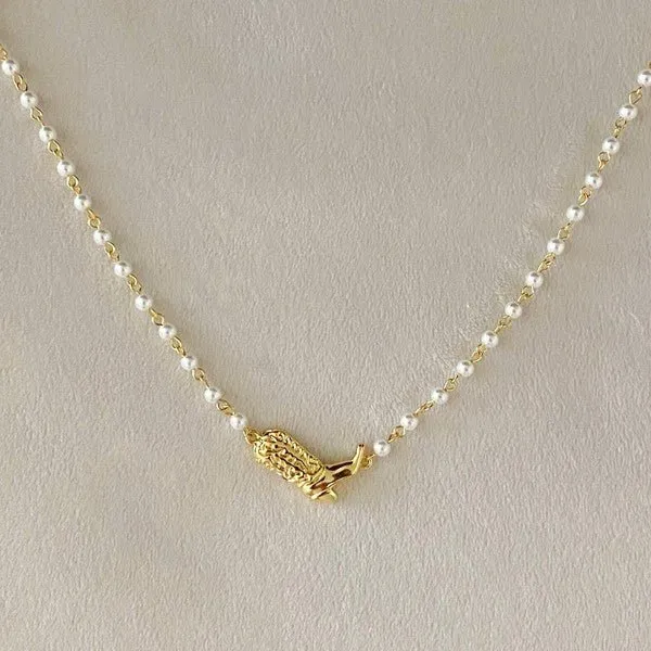 Pearl Necklace with Cowboy Boot Charm