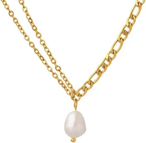 Pearl Necklaces for Women - Gold Pearl Necklace Pendant with Handpicked Freshwater Pearl - Layered Dainty Gold Necklaces for Women - Drop Single Doulbe Pearl Necklace