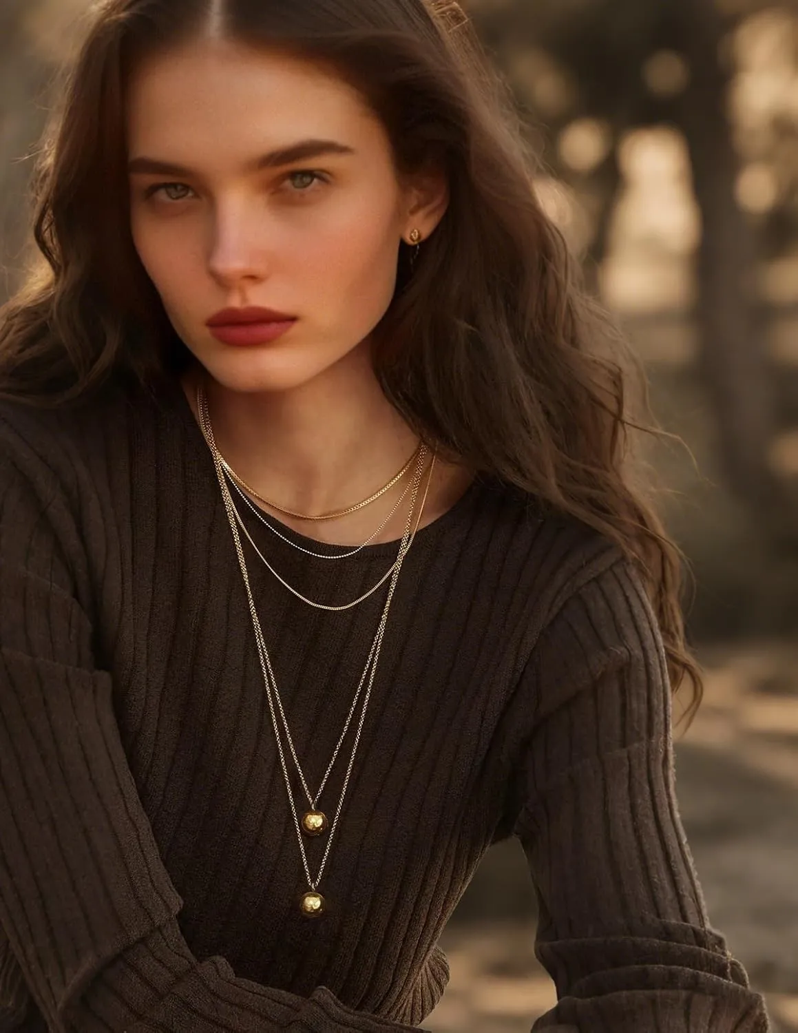 PEARLADA 18k Gold Chain Long Necklace, Boho Sweater Necklace for Women, Geometric Pendant Y Necklace