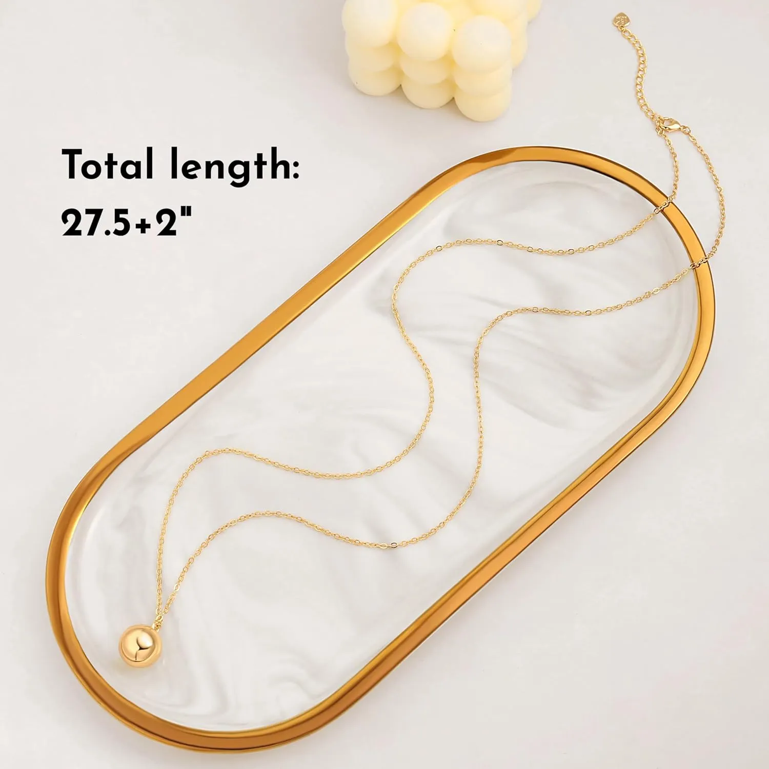 PEARLADA 18k Gold Chain Long Necklace, Boho Sweater Necklace for Women, Geometric Pendant Y Necklace