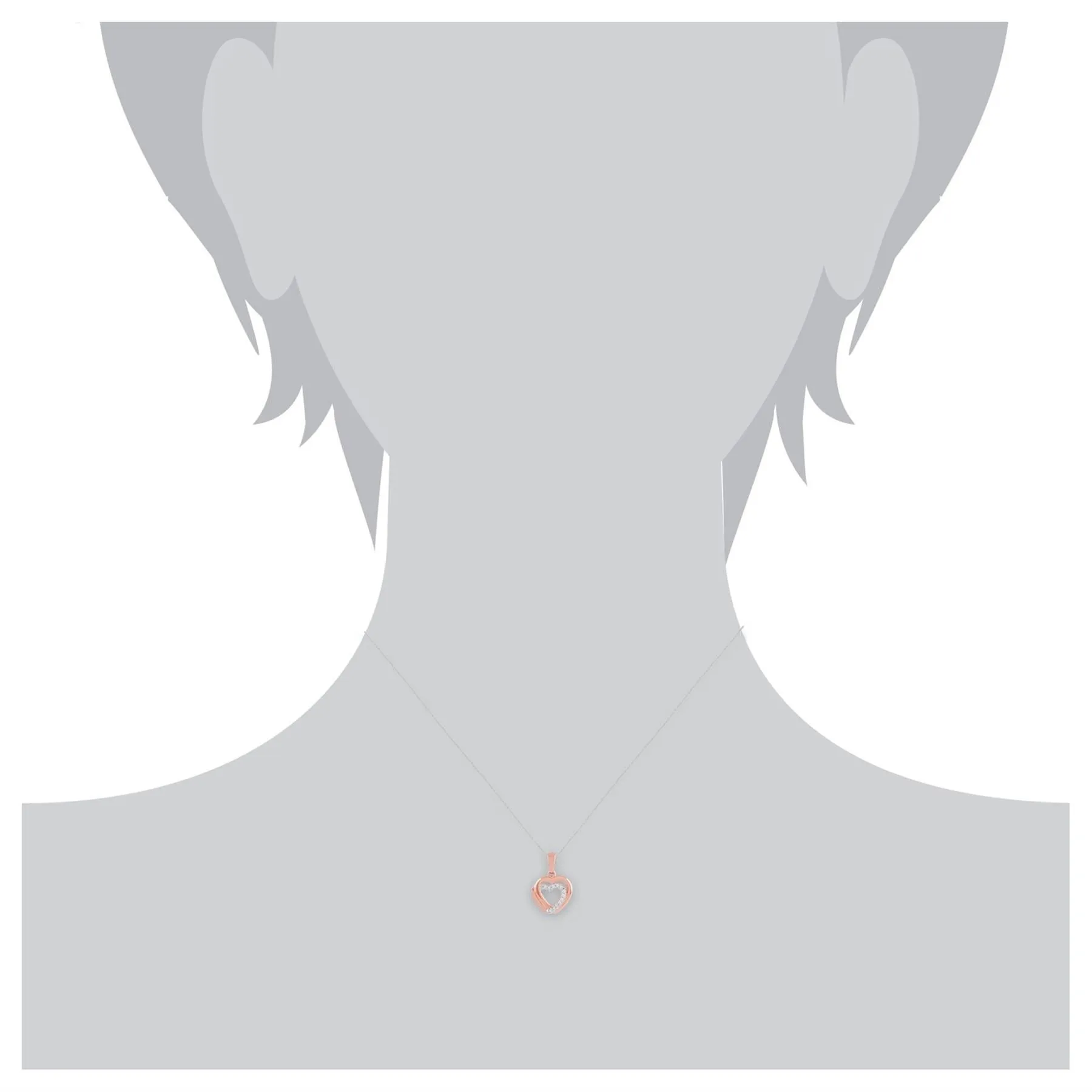 Pendentif Cœur Classique Or Rose 375 Diamant Rond