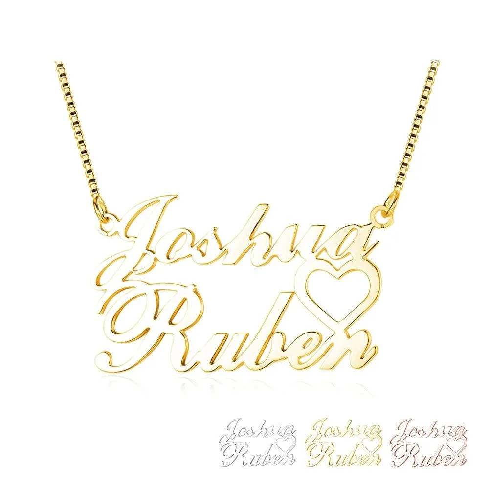 Personalized 925 Sterling Silver Name Pendant Necklace for Couples