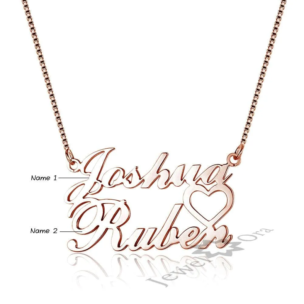 Personalized 925 Sterling Silver Name Pendant Necklace for Couples