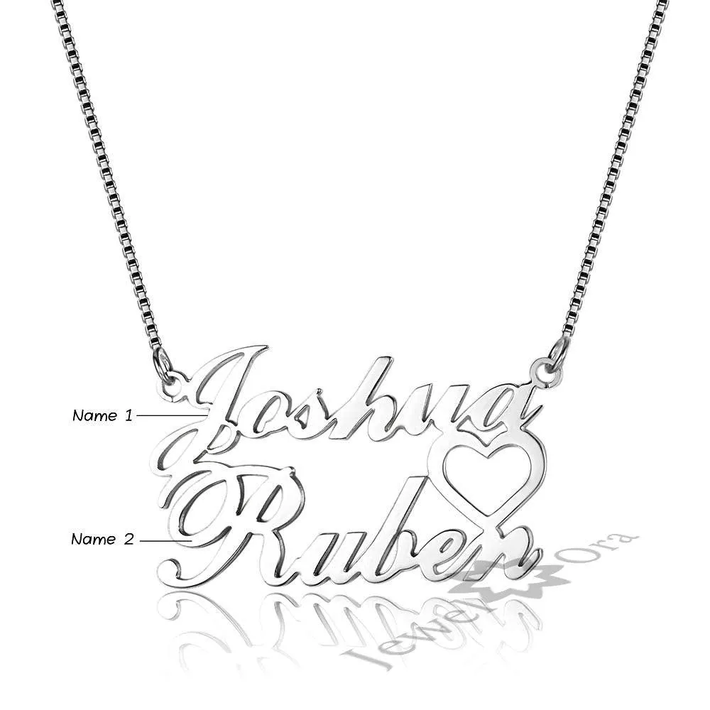 Personalized 925 Sterling Silver Name Pendant Necklace for Couples