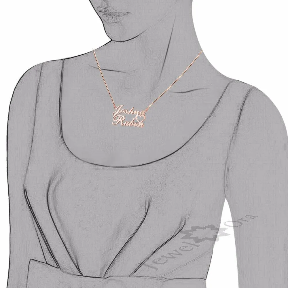 Personalized 925 Sterling Silver Name Pendant Necklace for Couples