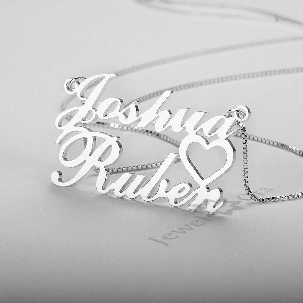 Personalized 925 Sterling Silver Name Pendant Necklace for Couples