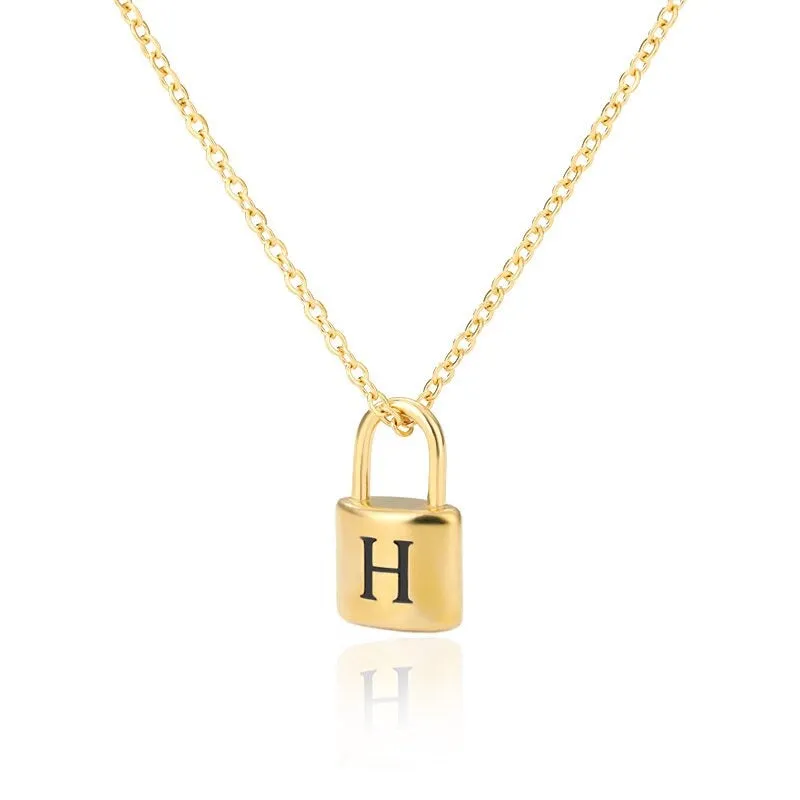 Personalized A-Z Initial Letter with Padlock Pendant Necklaces