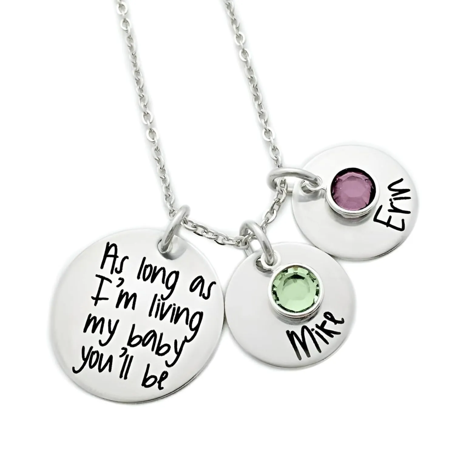Personalized As Long As I'm Living My Baby You'll Be Engraved Necklace - Mom Mommy Jewelry Custom Name & Birthstone - 1351
