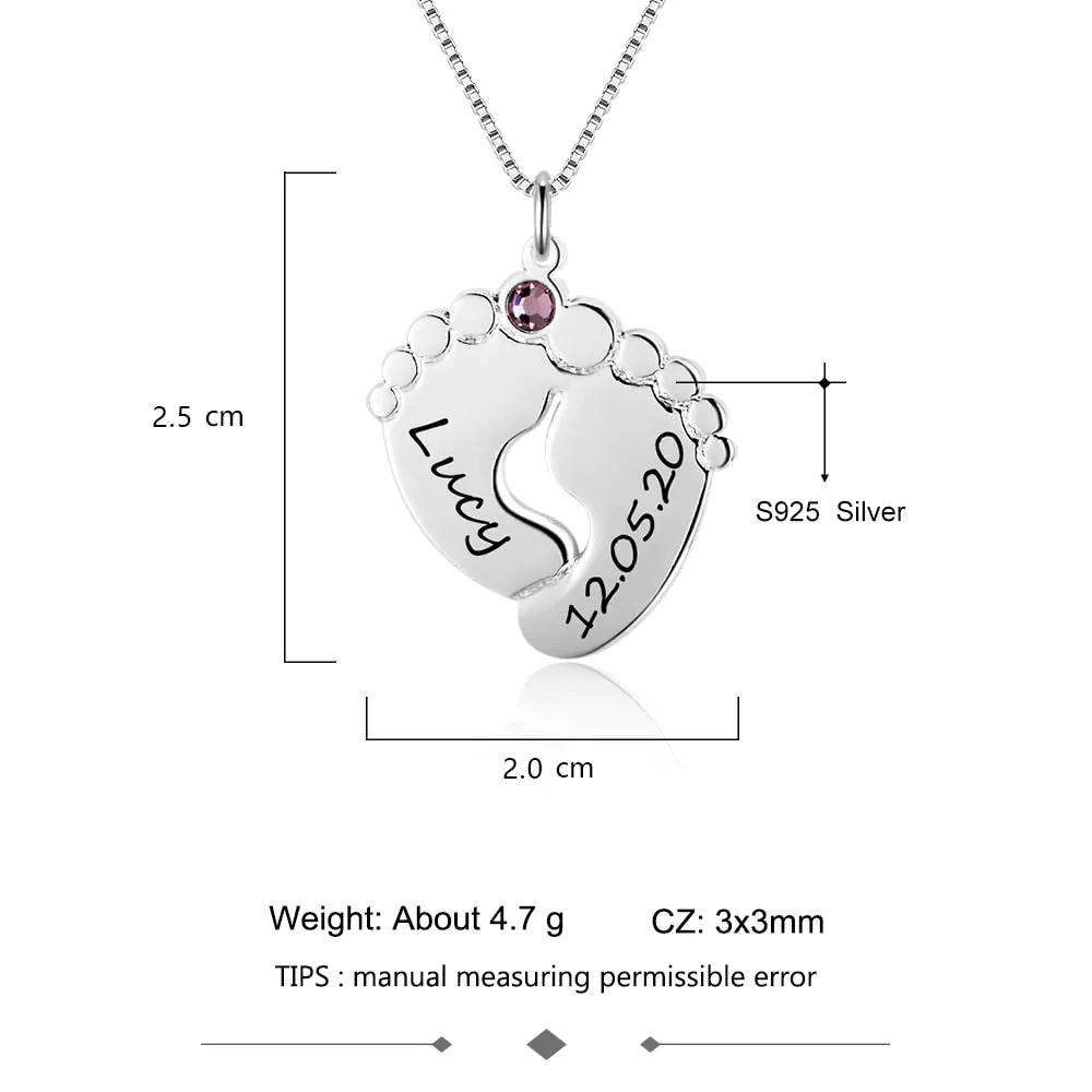 Personalized Baby Feet Name Necklace