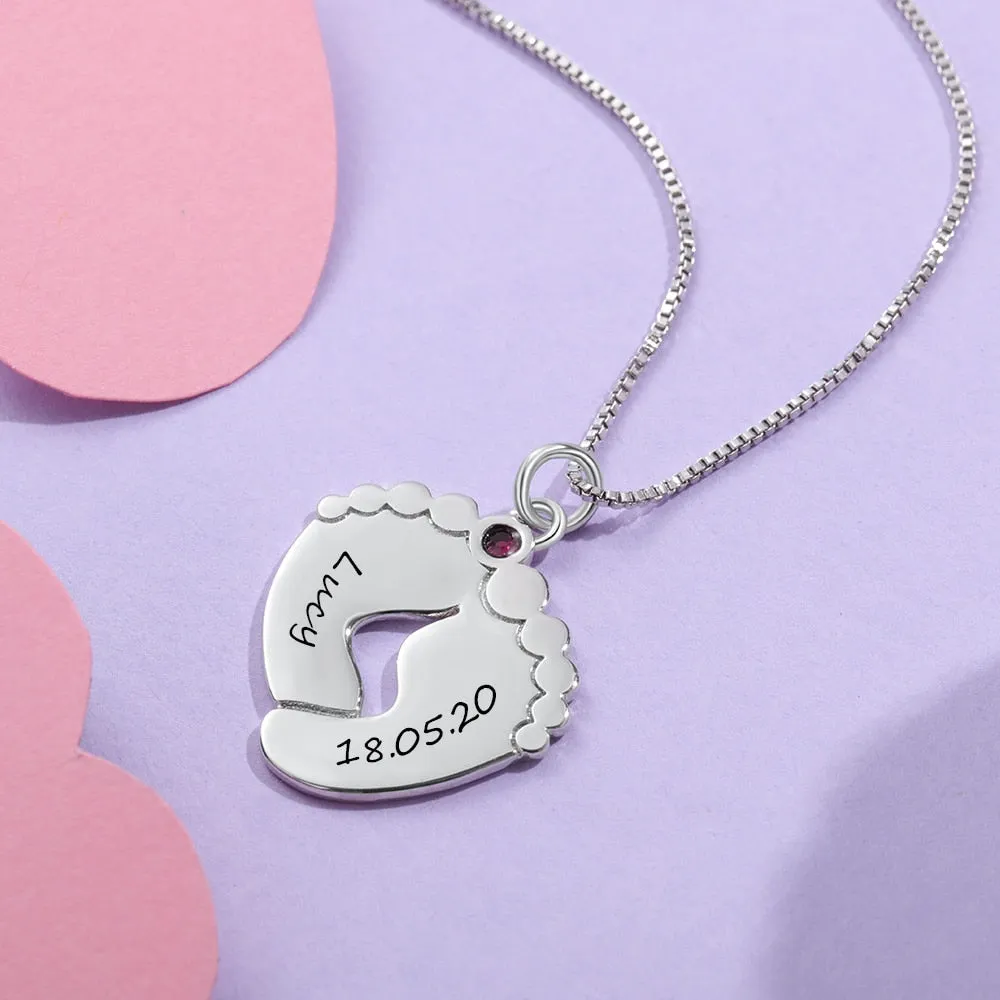 Personalized Baby Feet Name Necklace