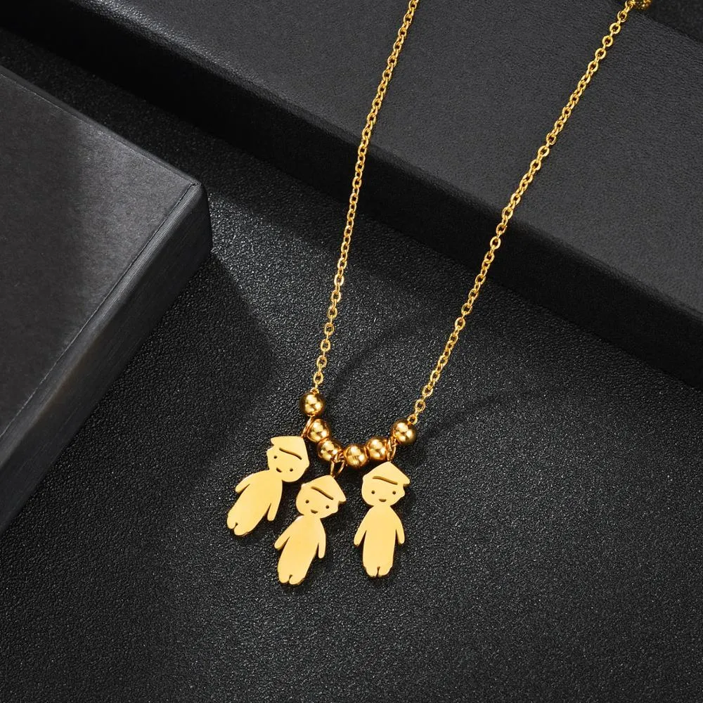 Personalized Boy Girl Kids Pendant Necklace Women Child Engraved Name Date Family Jewelry