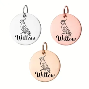 Personalized Cockatiel Charm, Cockatiel Gift, Custom Engraved Bar Charm, Memorial Keepsake for Cockatiel Mom, Cockatiel Lover Gift, Pet Name Charm