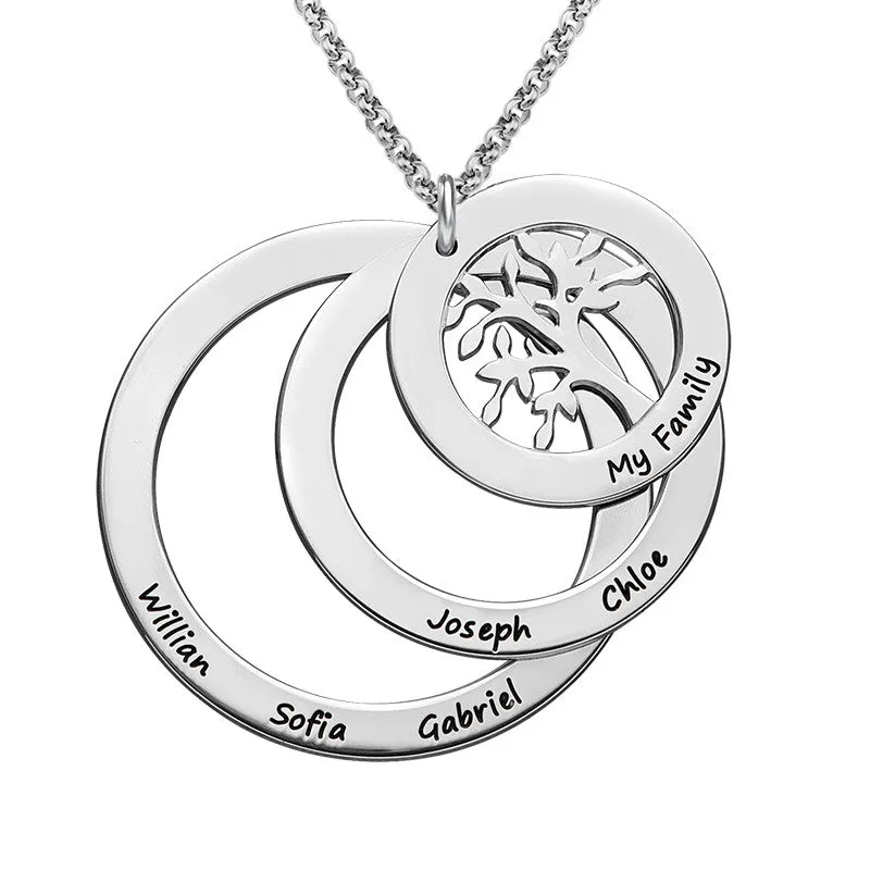 Personalized Family Tree Circle Pendant