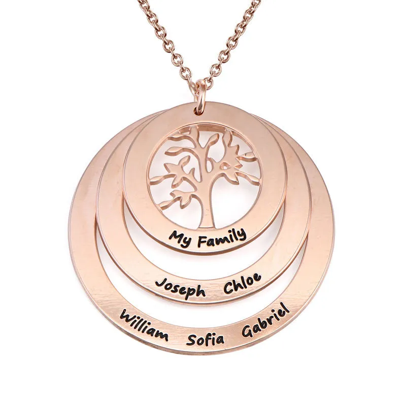Personalized Family Tree Circle Pendant