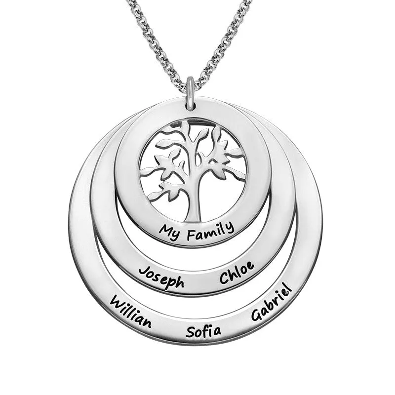 Personalized Family Tree Circle Pendant