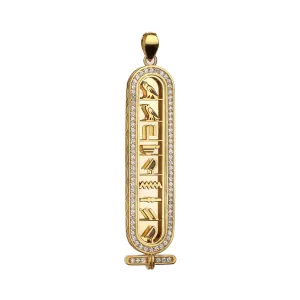 Personalized Gold Cartouche Necklace, Custom 14k Hieroglyphic Pendant Engraved, Thoughtful Gift for Any Occasion