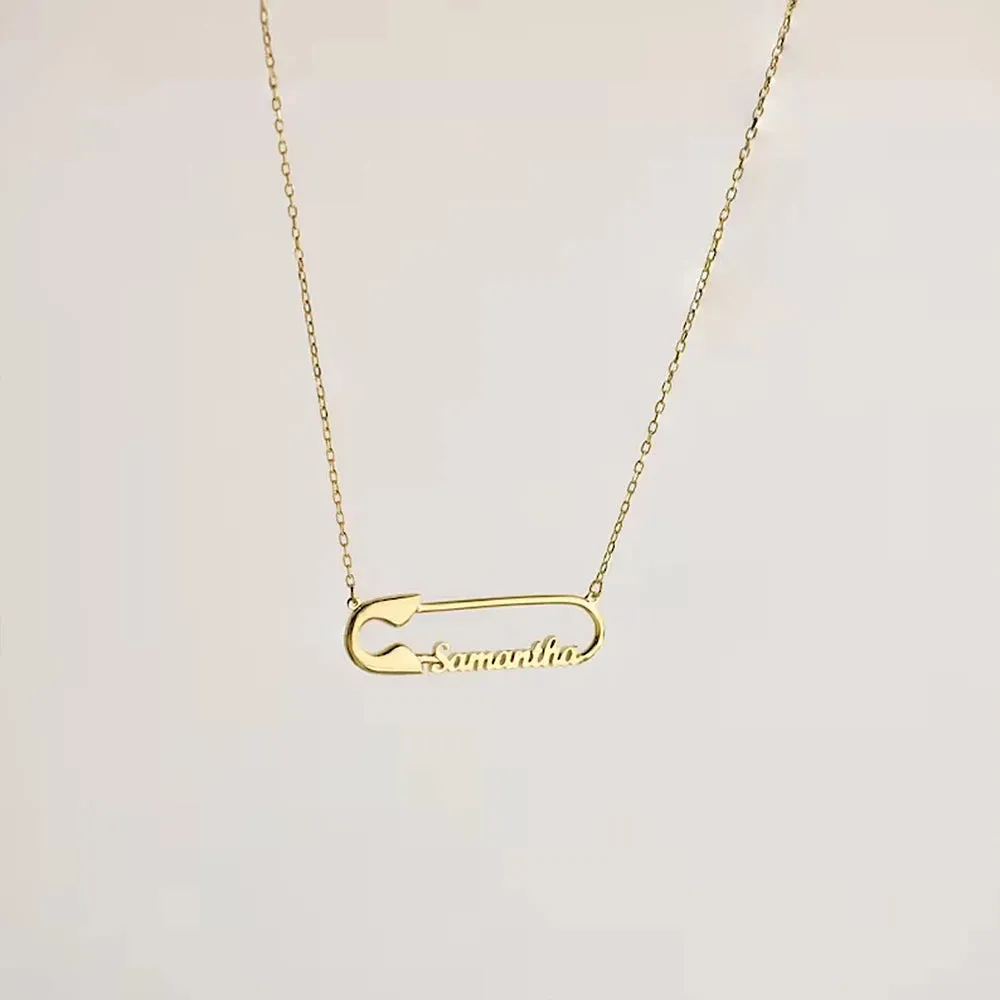 Personalized Gold Pin Necklace