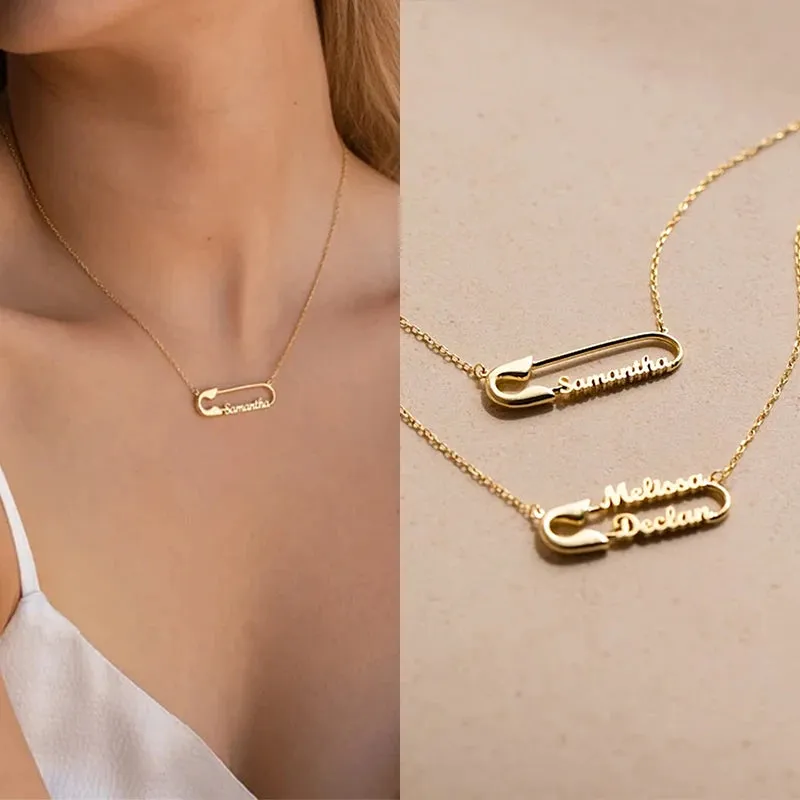 Personalized Gold Pin Necklace