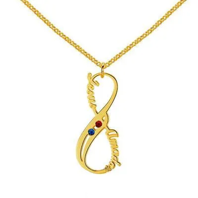 Personalized Infinity Love Birthstone & Name Necklace