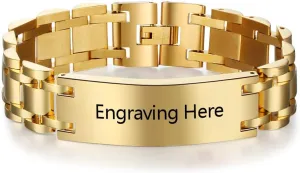 Personalized Mens Stainless Steel Bracelet Custom ID Tag Bracelets for Men Bracelets Wristband Bangle Jewelry for Boyfriend Dad