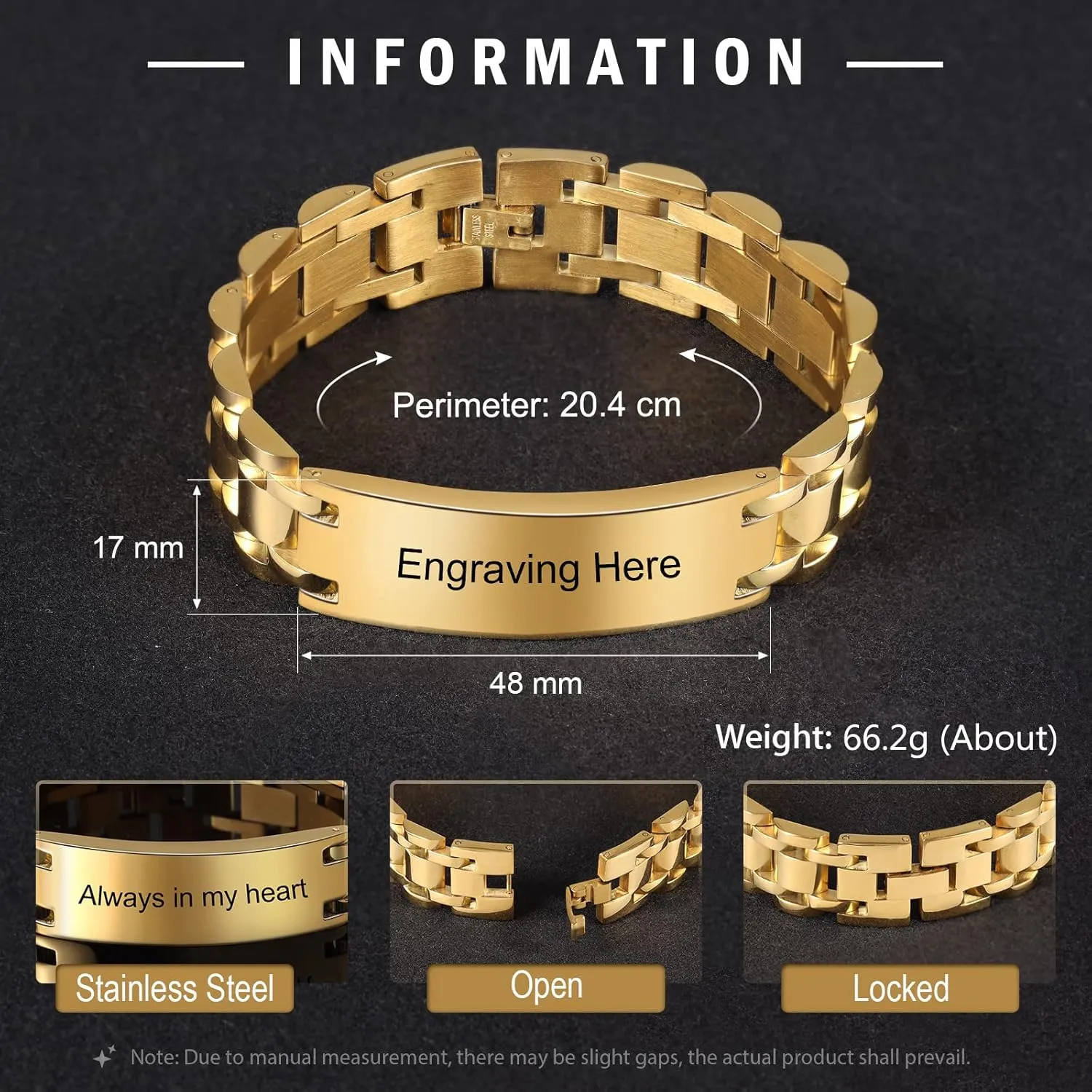Personalized Mens Stainless Steel Bracelet Custom ID Tag Bracelets for Men Bracelets Wristband Bangle Jewelry for Boyfriend Dad