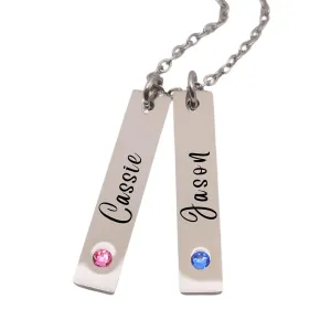 Personalized Mommy Jewelry- Childrens Names- Customized Birthstone Bar Necklace, Bar Necklace -Silver-No Tarnish