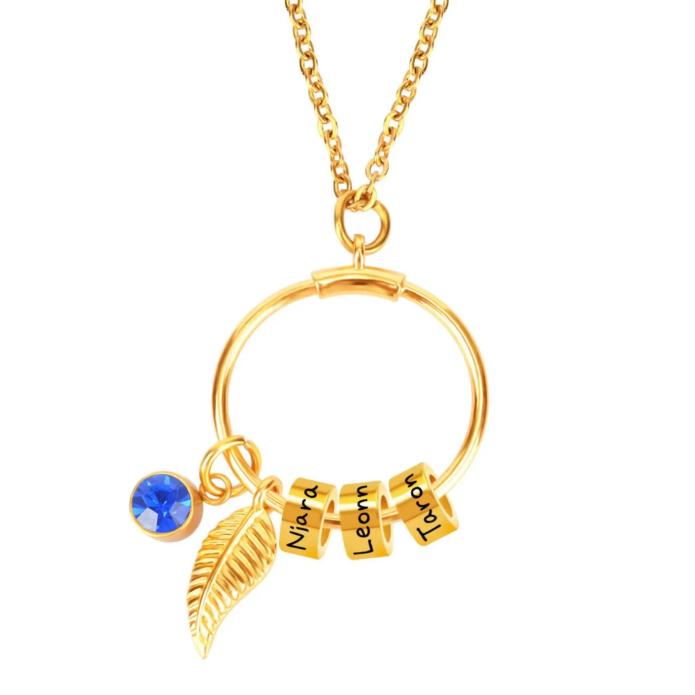 Personalized Mother Necklace With Kids Names Gift For Mom - Linda Circle Pendant Necklace