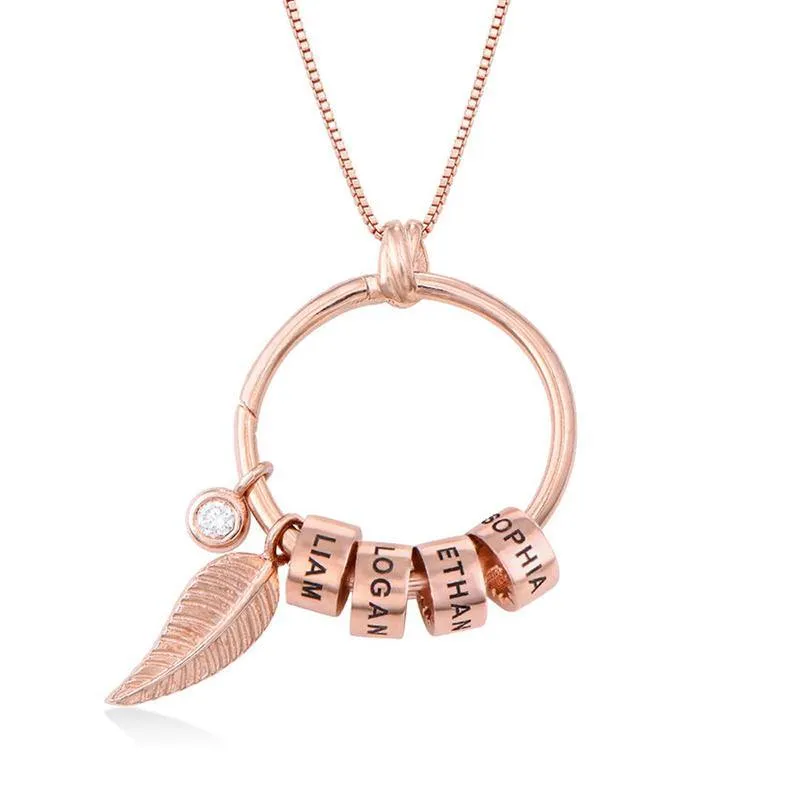 Personalized Mother Necklace With Kids Names Gift For Mom - Linda Circle Pendant Necklace