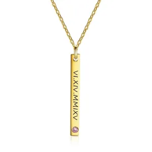 Personalized Name & Birthstone Necklace for Women, Custom Engraved Pendant