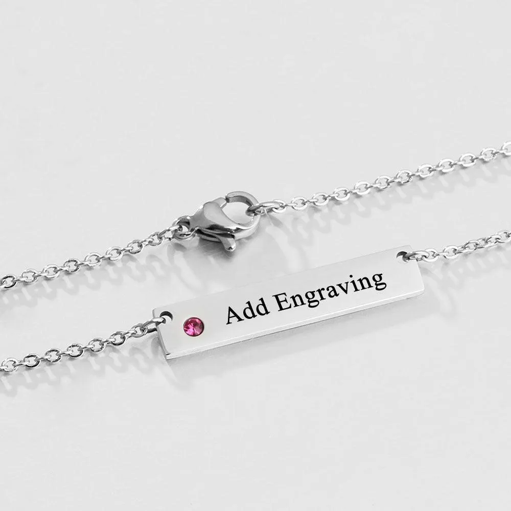 Personalized Name Bar Customized Nameplate And Birthstone Pendant Necklace