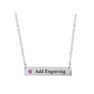 Personalized Name Bar Customized Nameplate And Birthstone Pendant Necklace