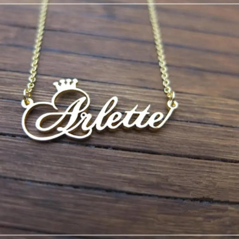 Personalized Name Crown Necklace Handmade