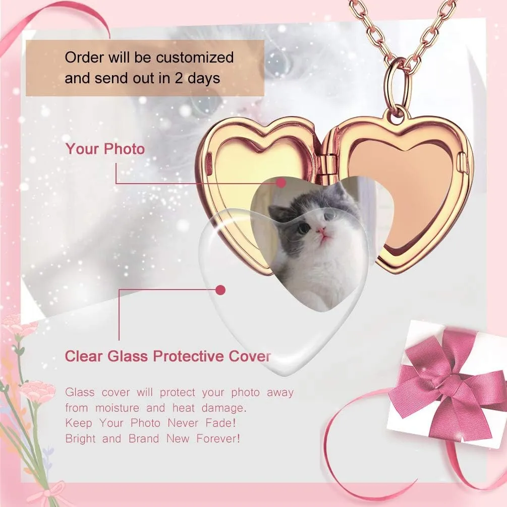 Personalized Photo Locket Necklace for Women, Customized Photo/Text, Stainless Steel/925 Sterling Silver, Come with Box