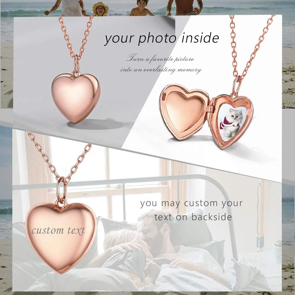 Personalized Photo Locket Necklace for Women, Customized Photo/Text, Stainless Steel/925 Sterling Silver, Come with Box