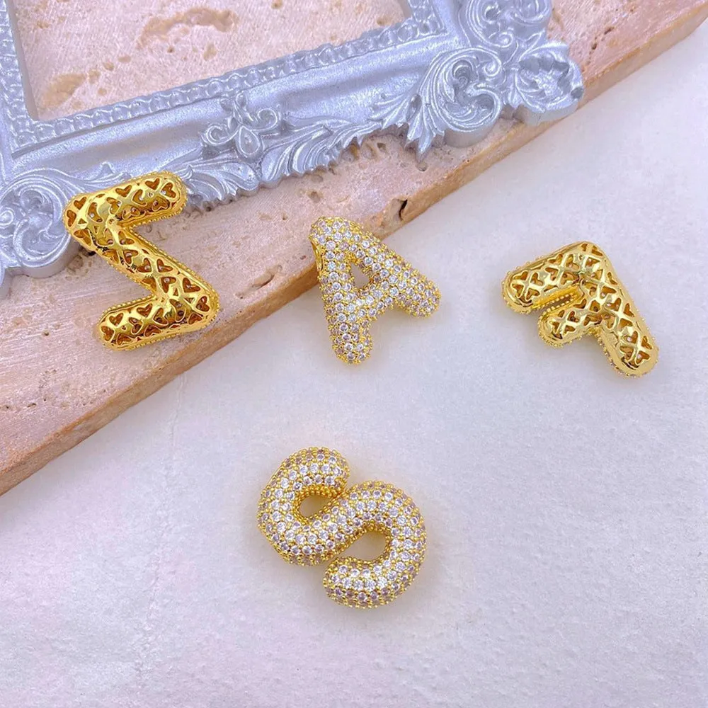 Personalized Sparkle: Inlaid Zircon Bubble Initial Necklace