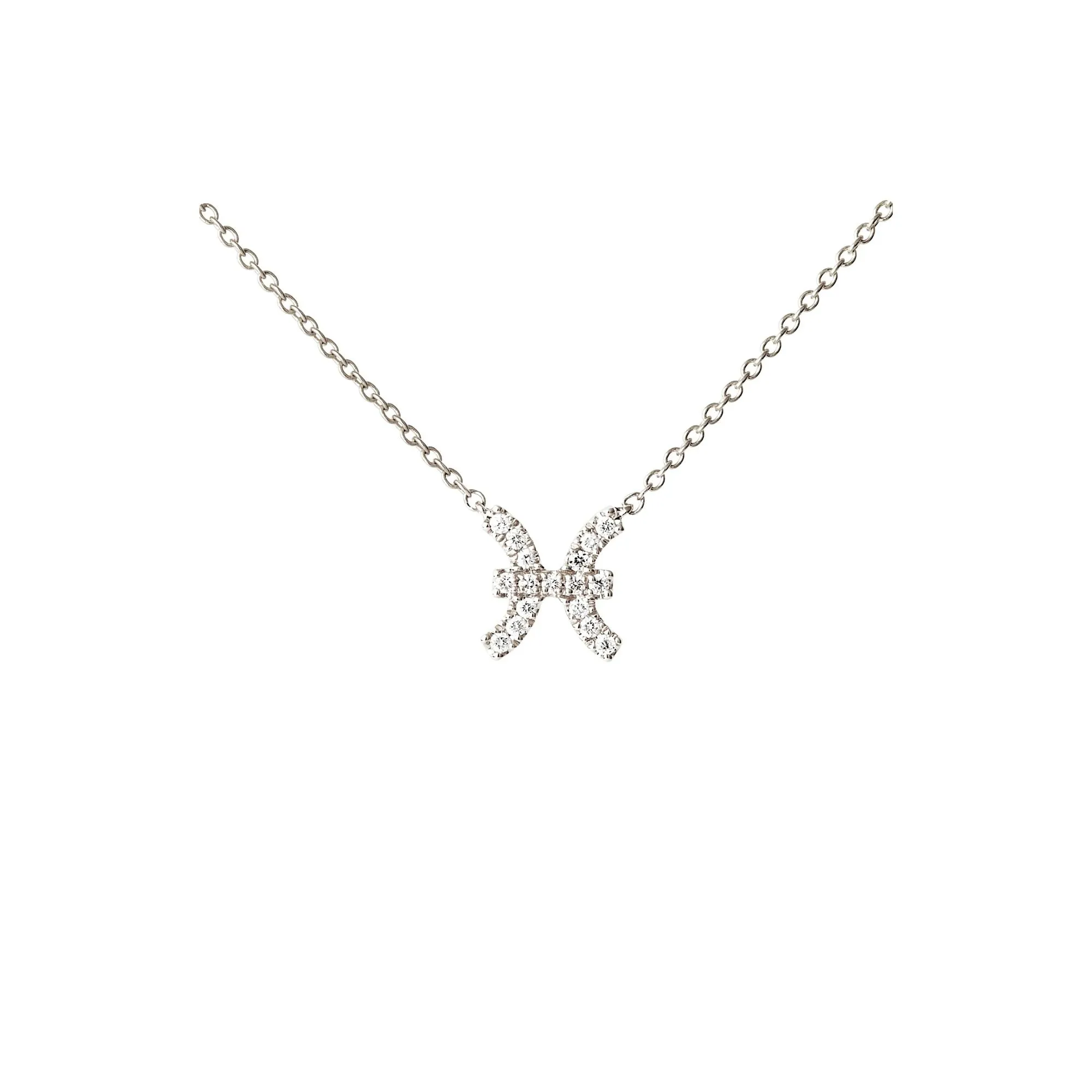 Petit Sign Pisces 18K Whitegold Necklace w. Diamonds