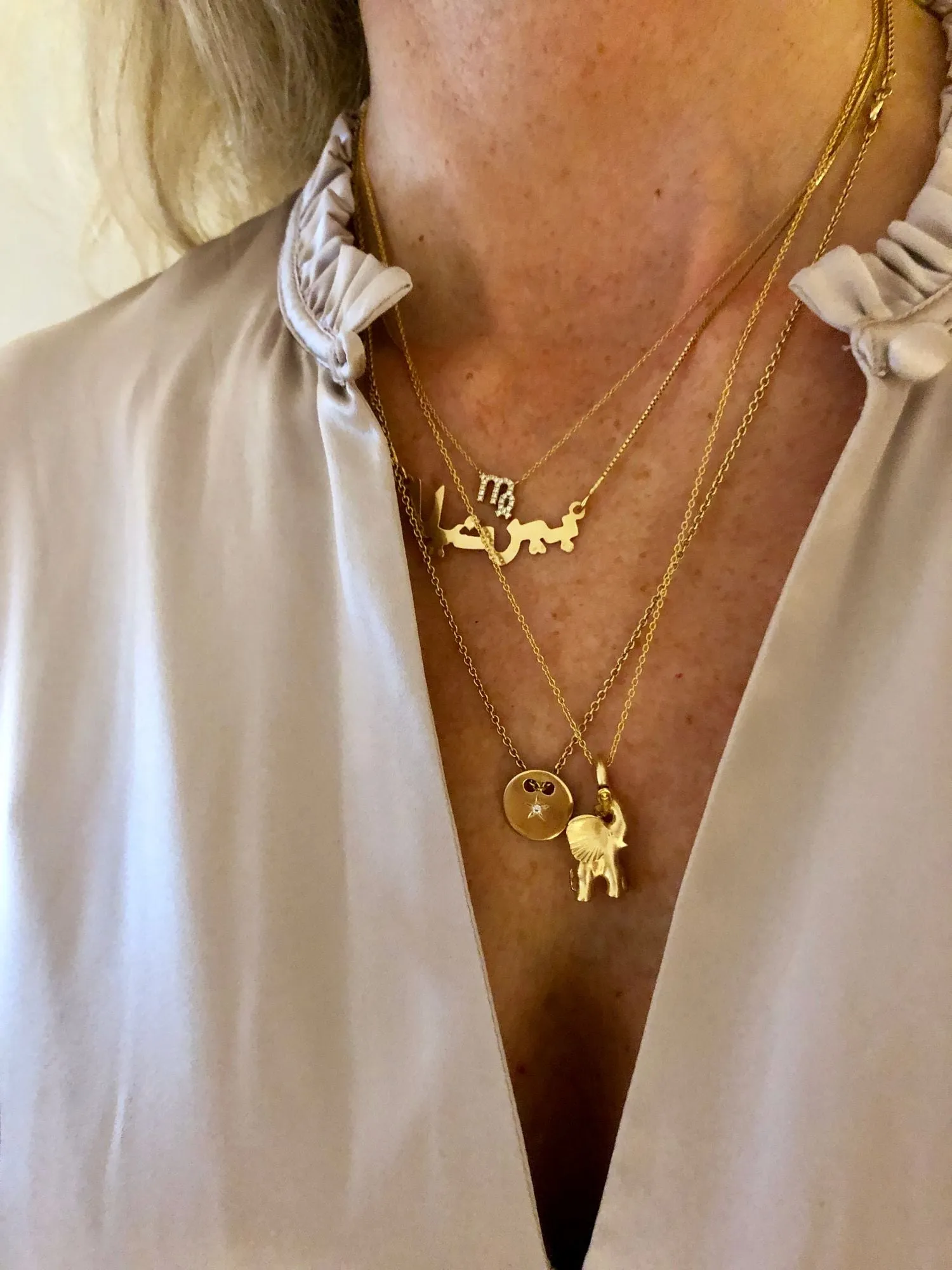 Petit Sign Scorpio 18K Gold Necklace w. Diamonds