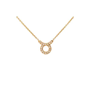 Petit Sign Taurus 18K Gold Necklace w. Diamonds