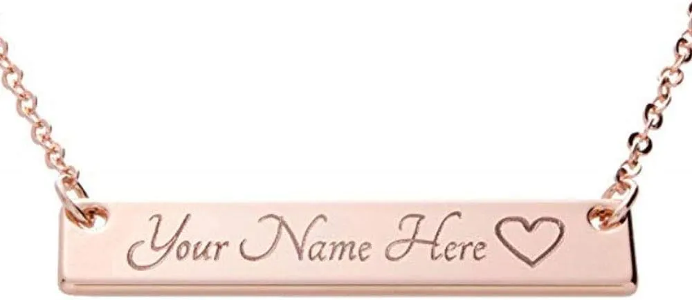 Petite Boutique Personalized Name Big Bar Necklace Engraved Big Bar Necklace for a Meaningful Statement
