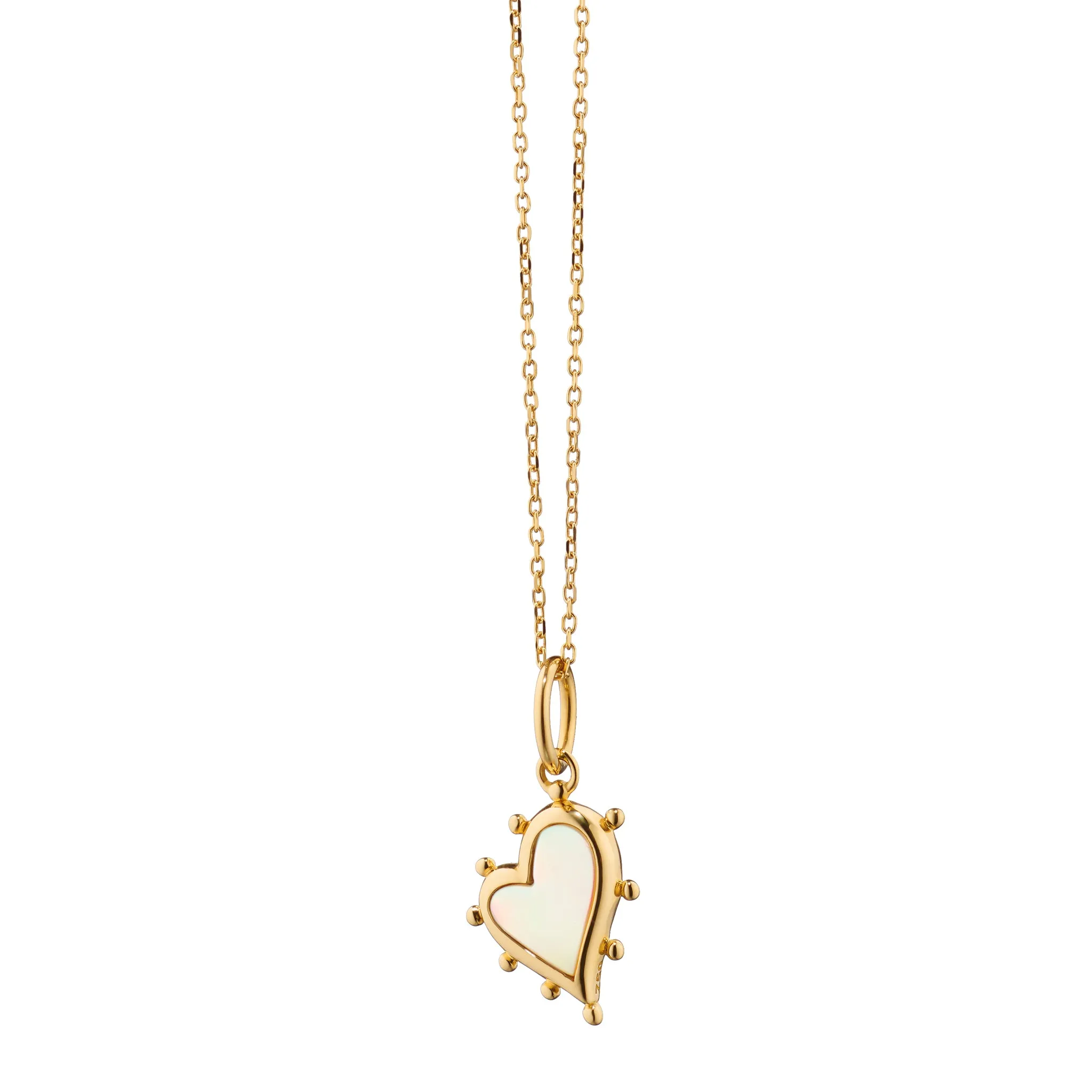 Petite Mother of Pearl Gold Heart Necklace
